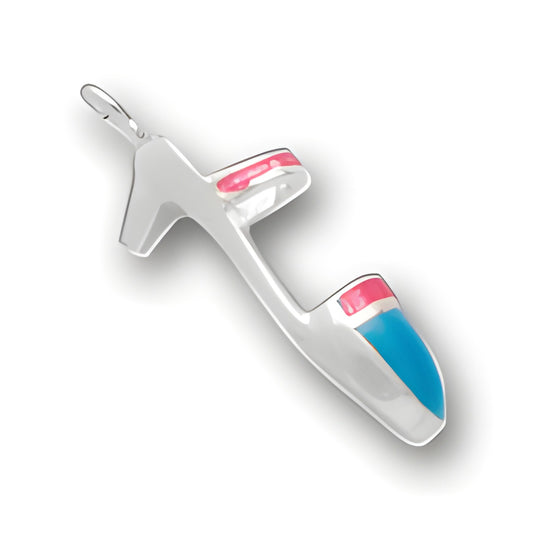 Charm Factory Enamel Pink and White High Heel Shoe Charm, featuring vibrant colors and a stylish design.