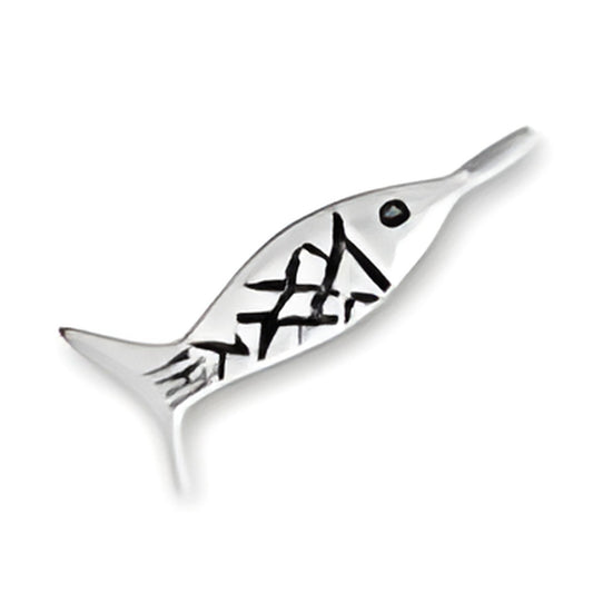Charm Factory Fish Charm made of silver, featuring a detailed fish design with engraved patterns.