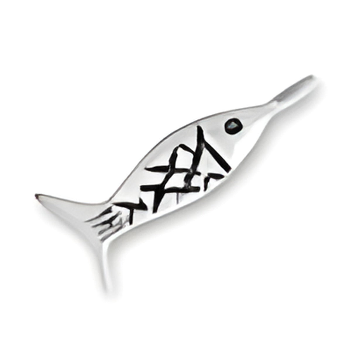 Charm Factory Fish Charm made of silver, featuring a detailed fish design with engraved patterns.