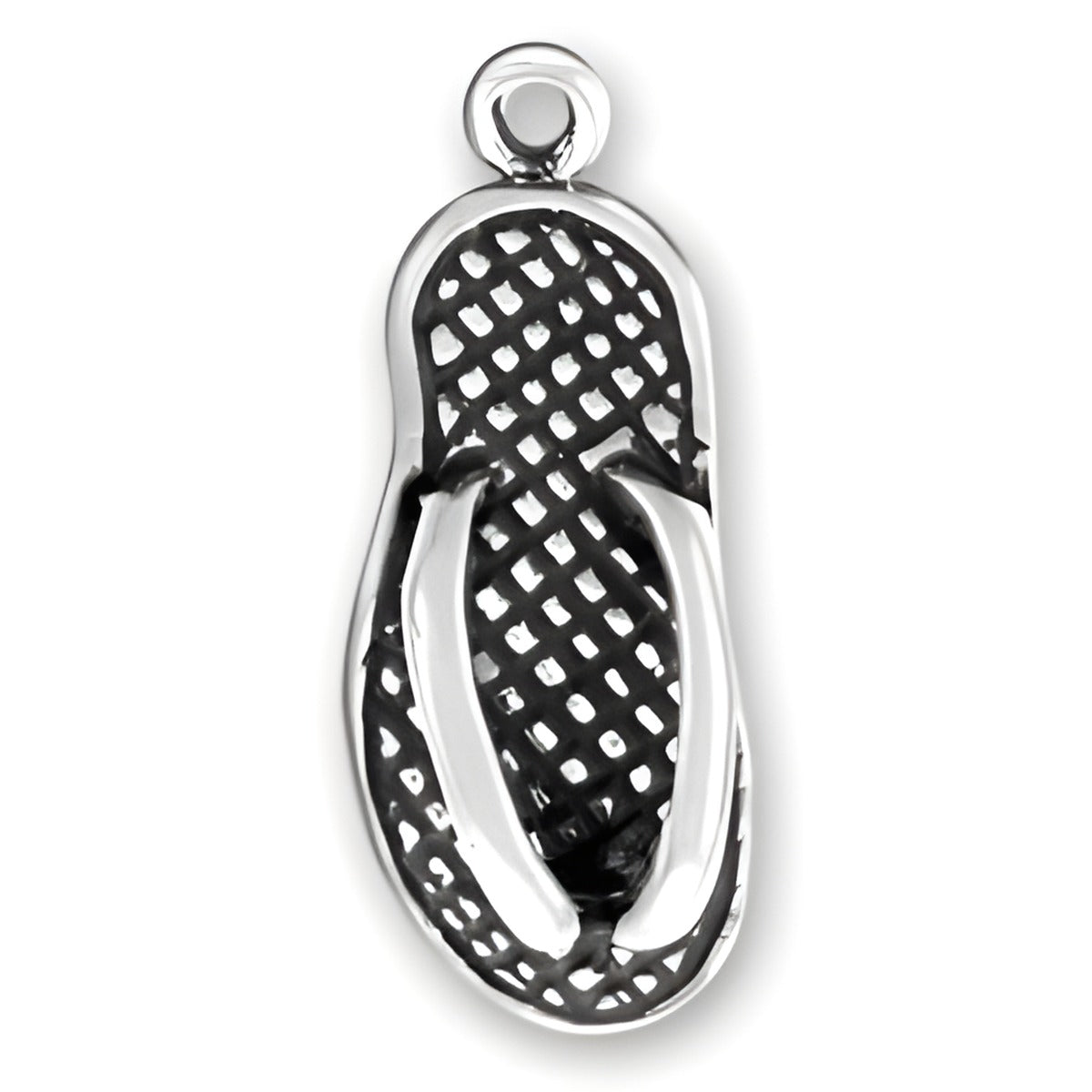 Charm Factory Flip Flop Charm made of silver, featuring detailed design with a textured sole and open straps.