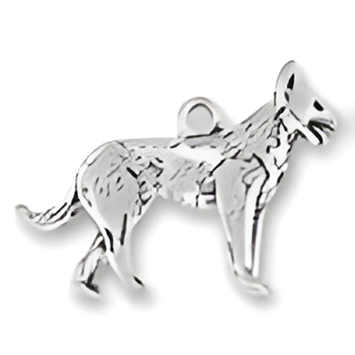 Charm Factory German Shepherd Charm, crafted from silver, features a detailed walking dog design.