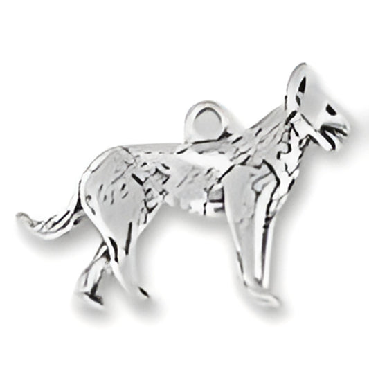 Charm Factory German Shepherd Charm, crafted from silver, features a detailed walking dog design.