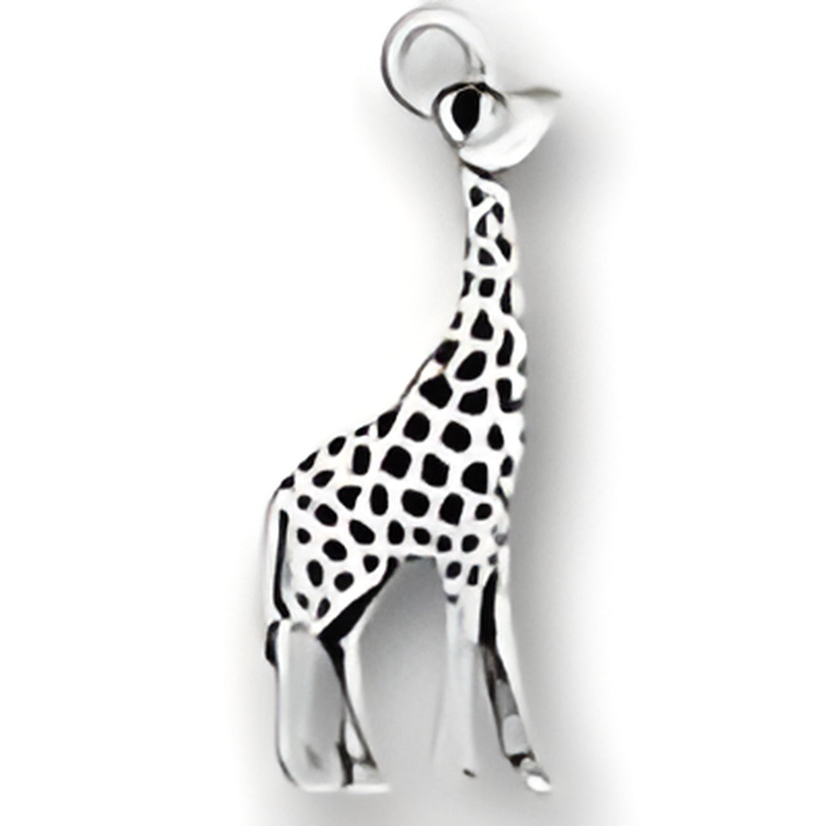 Charm Factory Giraffe Charm, crafted from sterling silver, featuring detailed spots and a sleek design.