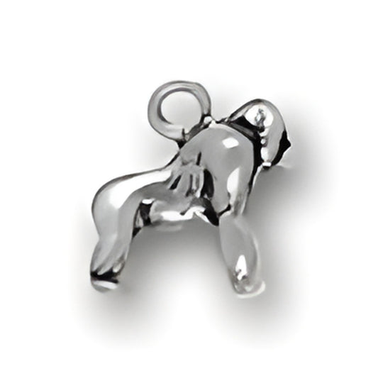 Gorilla Charm made of silver, featuring a detailed design of a gorilla in a playful pose.