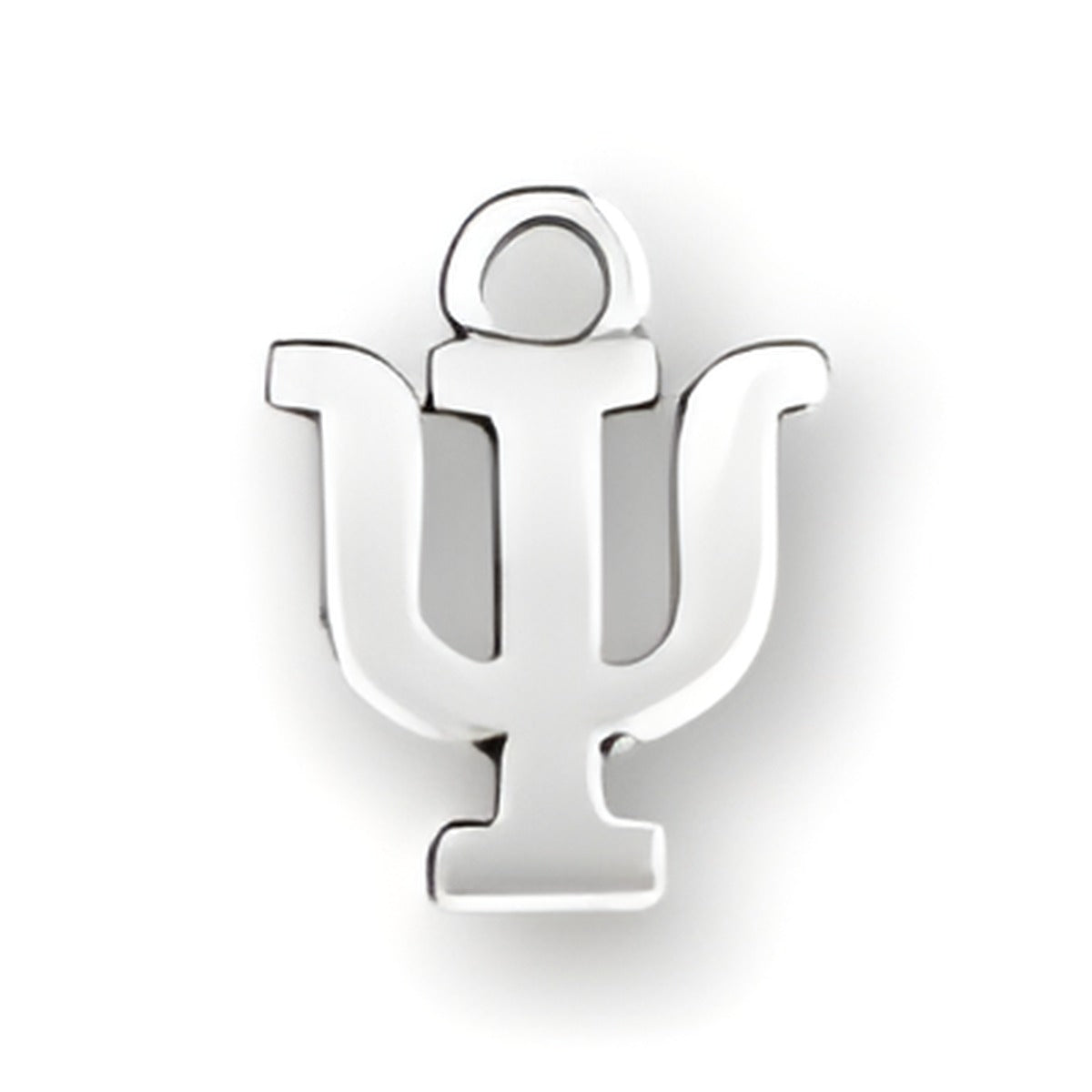 Greek Alphabet Psi Charm in sterling silver, featuring the distinctive Psi symbol with a polished finish.