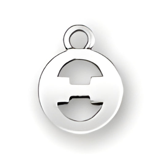 Sterling silver Greek Alphabet Theta charm featuring a circular design with cut-out details.