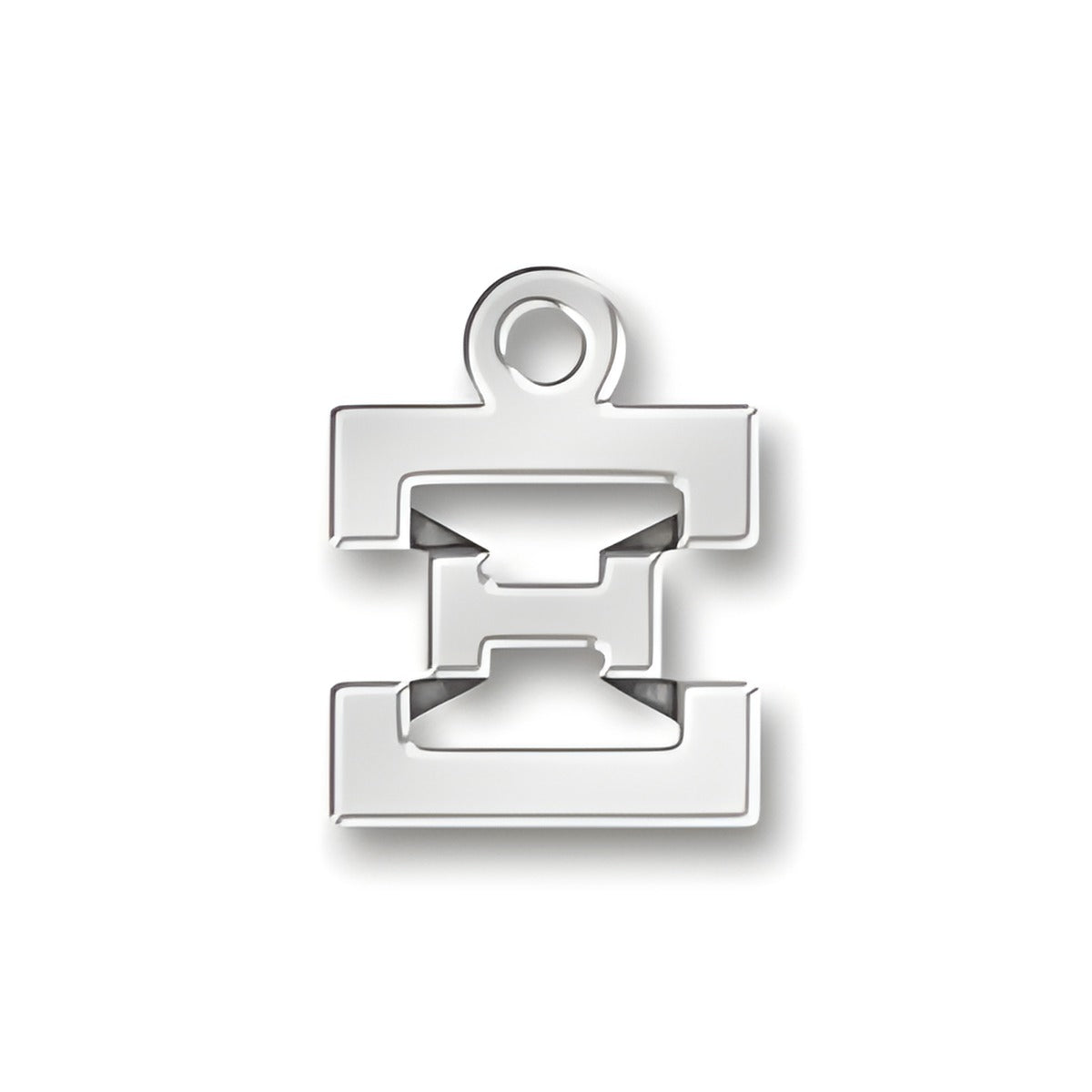 Greek Xi Charm in sterling silver, featuring a stylized letter design with a loop for attachment.
