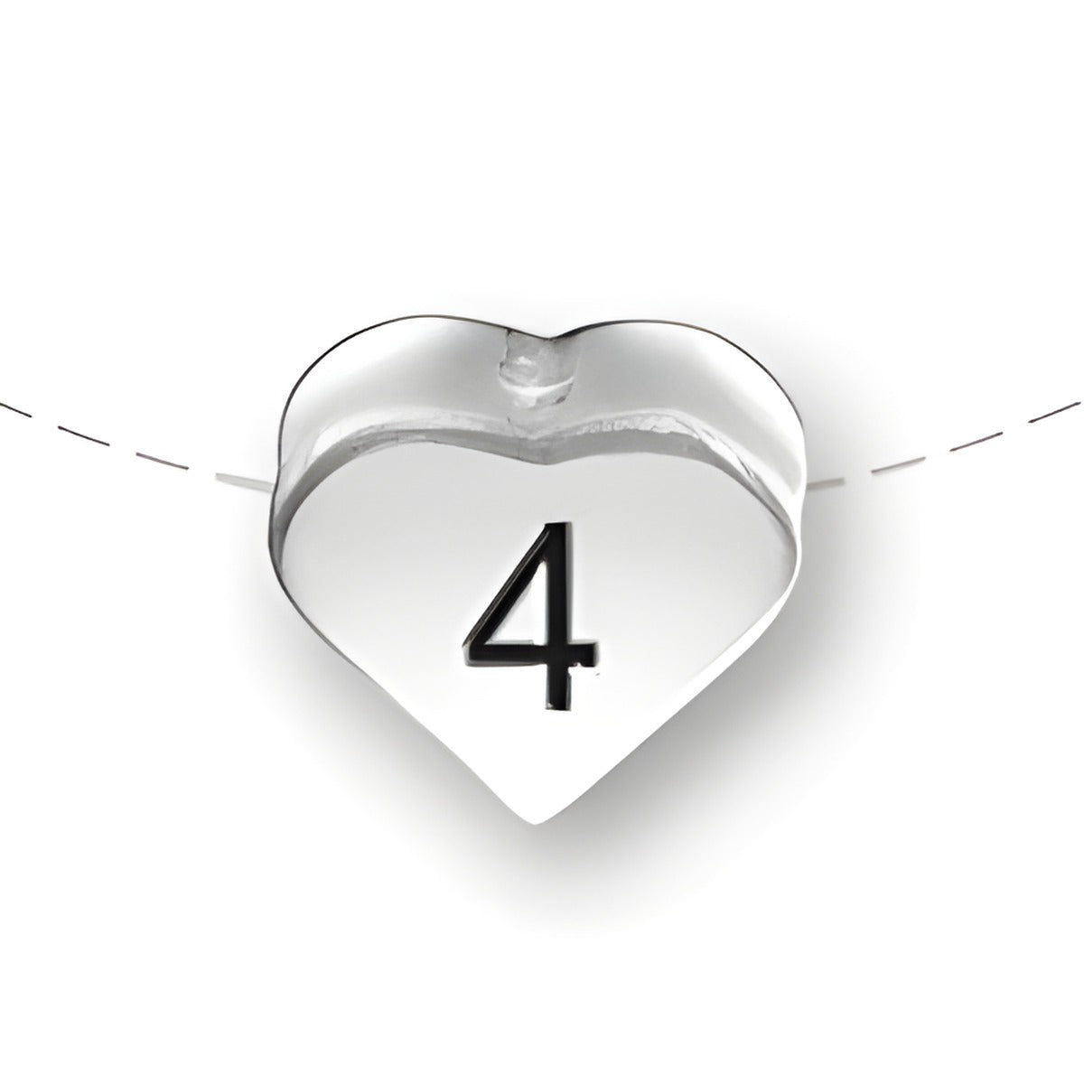 Heart-shaped bead with the number 4, made of sterling silver, designed for charm jewelry by Charm Factory.