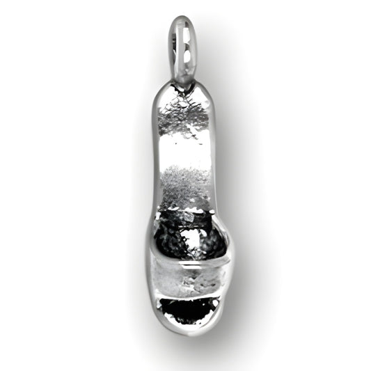 Charm Factory High Heel Shoe Charm, crafted from polished silver, featuring a detailed design of a high heel.