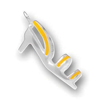 Charm Factory High Heel Shoe charm made of silver with yellow enamel accents, showcasing a stylish design.