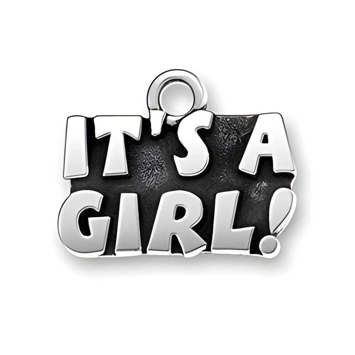 Charm Factory It's a Girl! Charm made of silver-tone metal featuring bold, playful lettering.