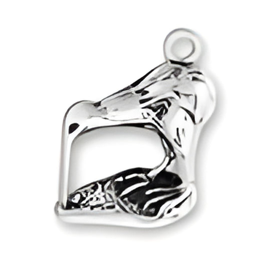 Kiwi Bird Charm made of sterling silver, featuring detailed design of a kiwi bird in a standing pose. Alt view.