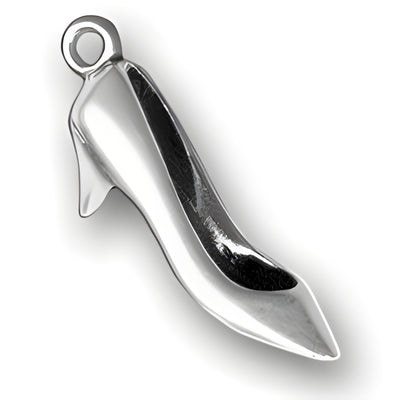 Charm Factory Ladies High Heel Shoe Charm, crafted from polished metal, featuring a sleek and stylish design.