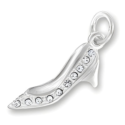 Charm Factory Ladies Shoe Charm with Crystals, crafted from silver with sparkling crystal accents.