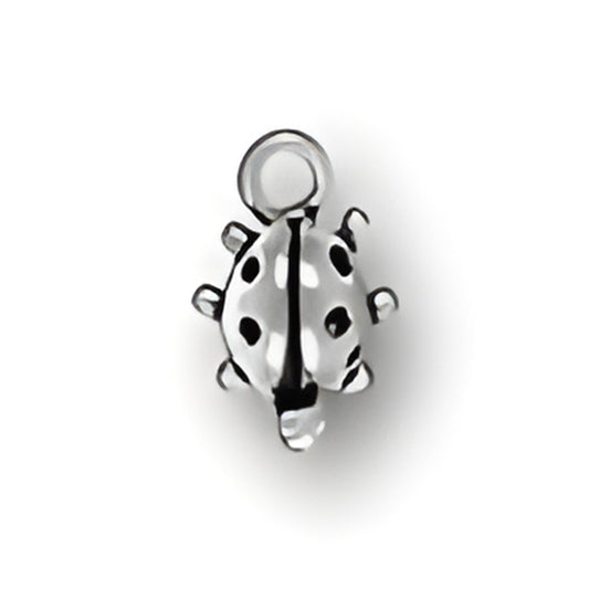Charm Factory Ladybug Charm made of silver, featuring detailed black spots and a loop for attachment.