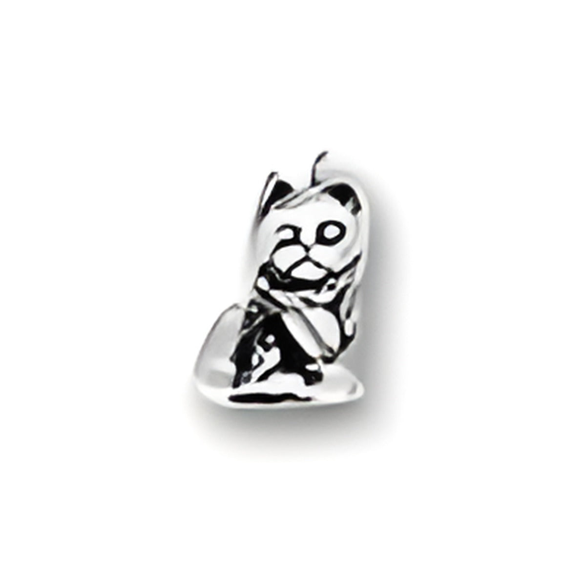 Large Cat Charm by Charm Factory, crafted from sterling silver, featuring a detailed cat design.