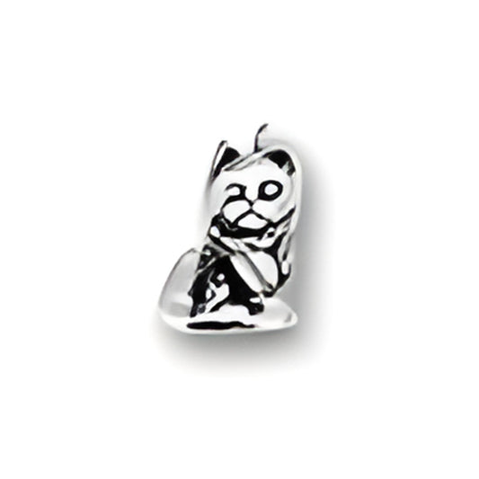 Large Cat Charm by Charm Factory, crafted from sterling silver, featuring a detailed cat design.
