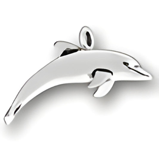 Large Dolphin Charm by Charm Factory, crafted from polished silver, featuring a sleek and playful dolphin design.