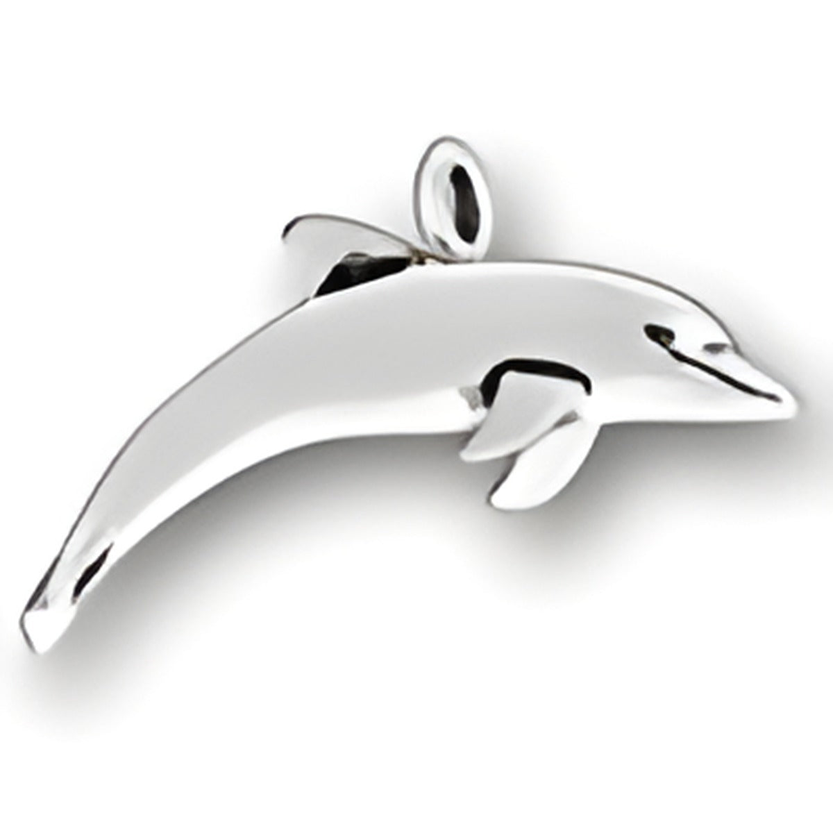 Large Dolphin Charm by Charm Factory, crafted from polished silver, featuring a sleek and playful dolphin design.