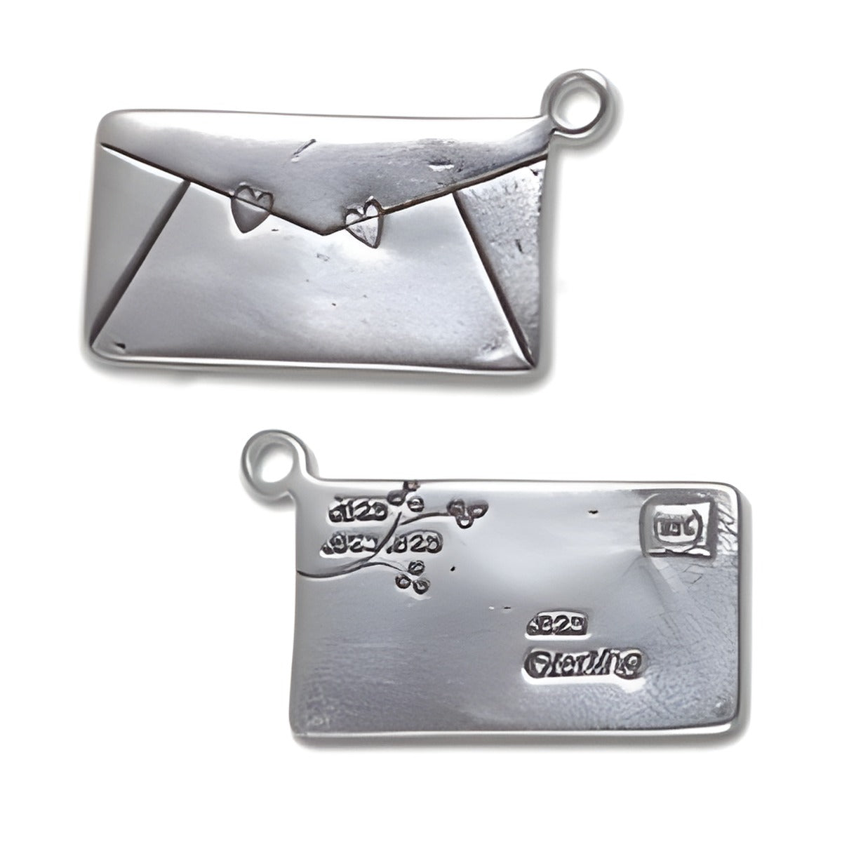 Large Love Letter Charm by Charm Factory, made of silver, featuring an envelope design with heart accents.