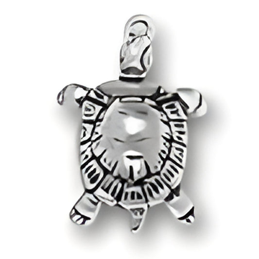 Large Turtle Charm by Charm Factory, crafted from sterling silver, featuring intricate detailing and a polished finish.