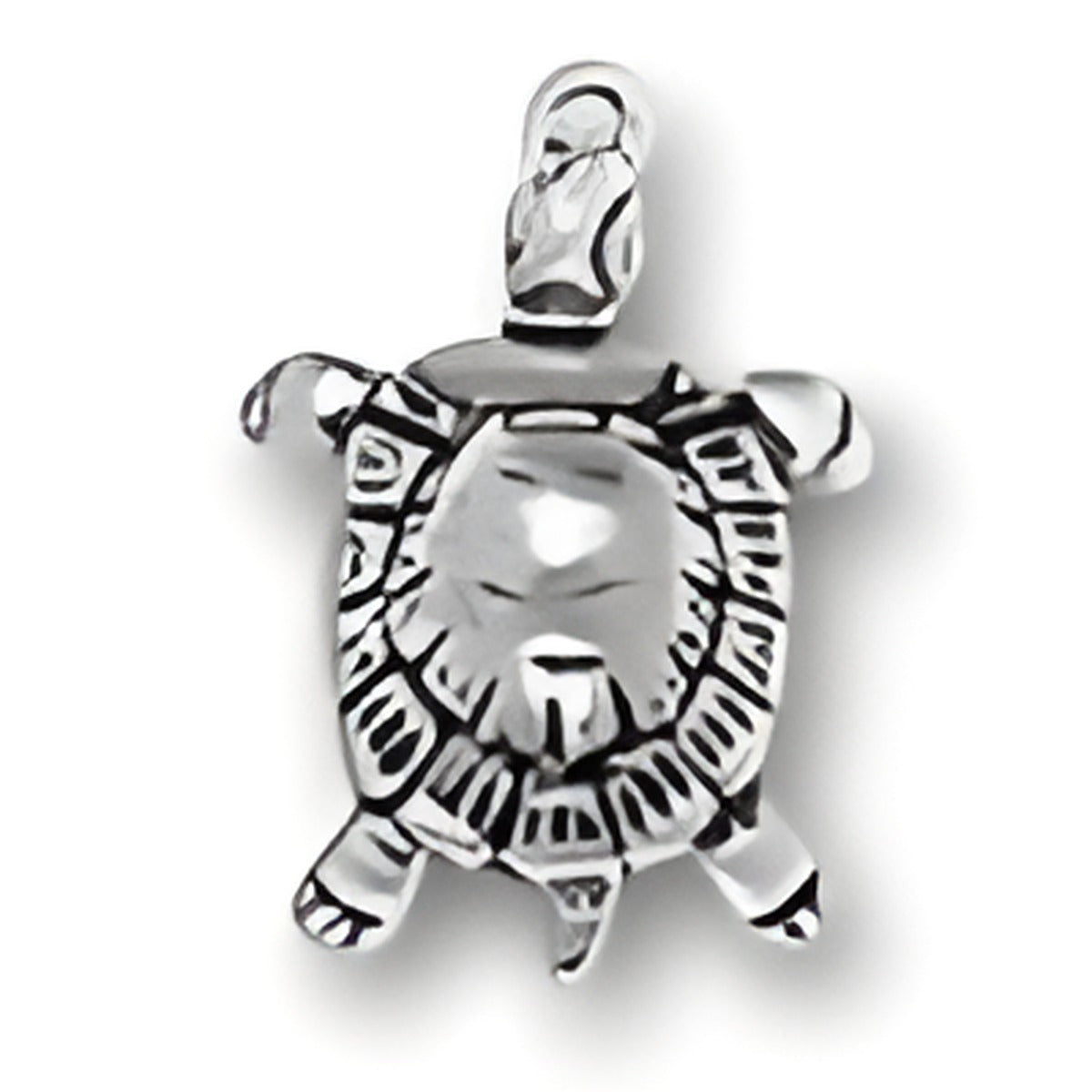 Large Turtle Charm by Charm Factory, crafted from sterling silver, featuring intricate detailing and a polished finish.