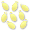Charm Factory Laser Engraved Brass Jewelry Tags, oval shape, measuring 4.5mm x 9mm, in a set of ten.