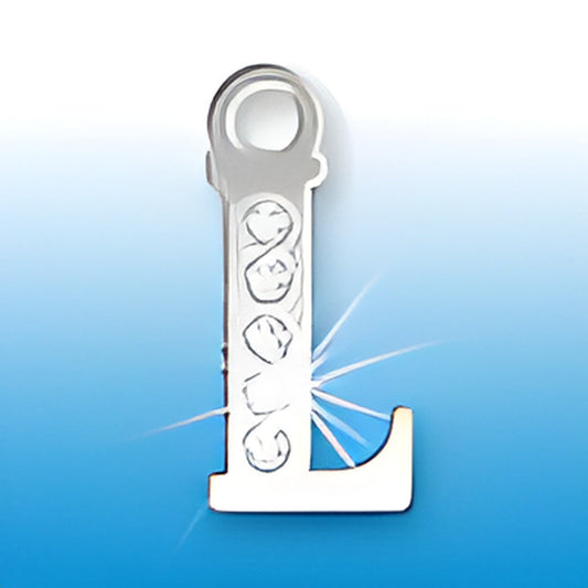 Letter L Initial Charm with Crystals Alt view.