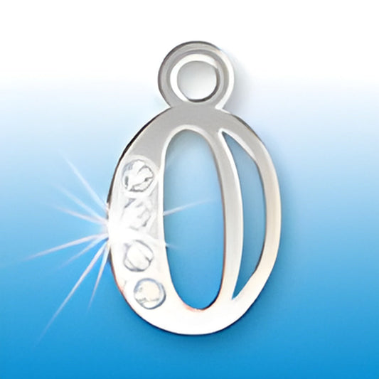 Charm Factory Letter O Initial Charm made of sterling silver, featuring crystals for added sparkle.