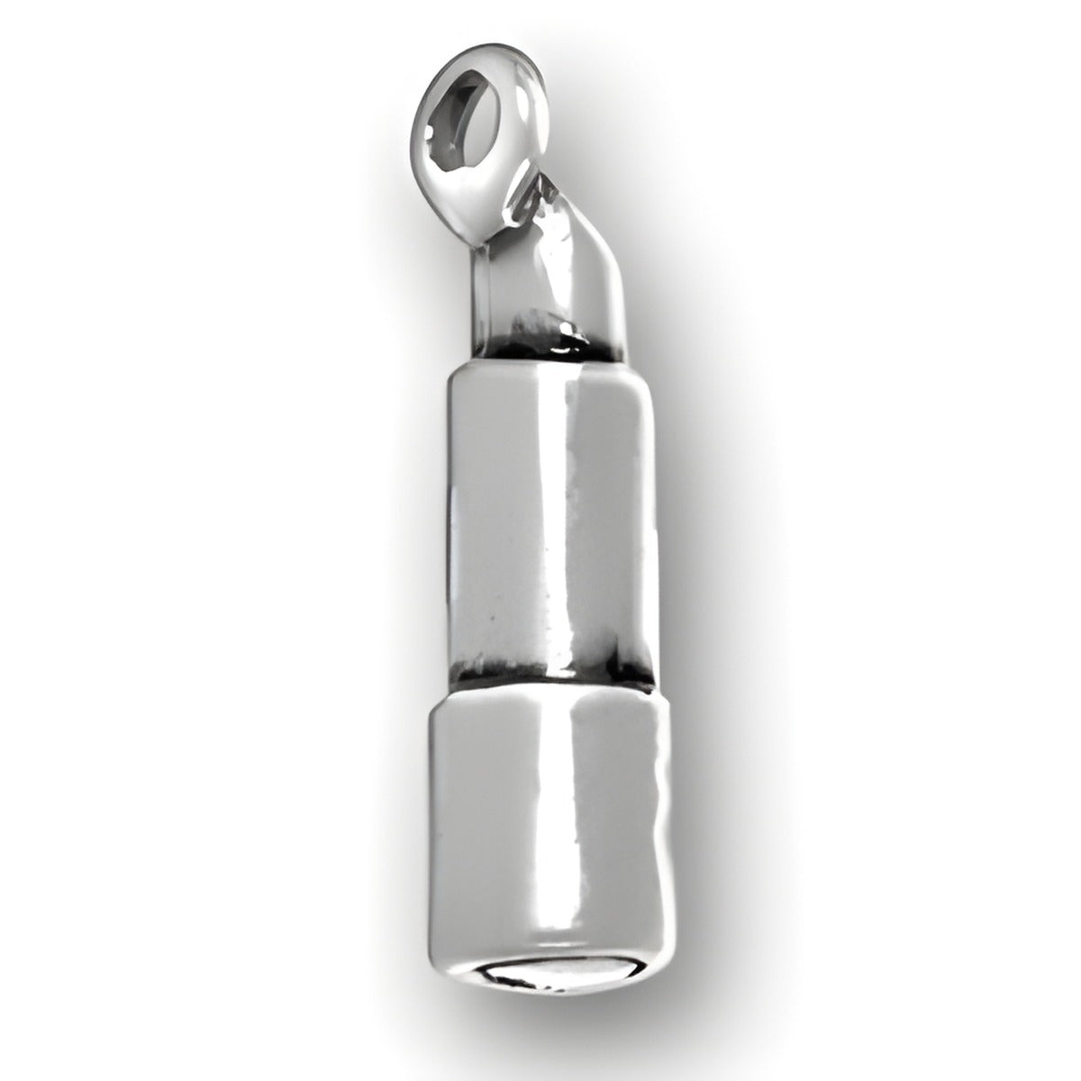Charm Factory Lipstick Charm, crafted from polished silver-tone metal, resembling a classic lipstick tube.