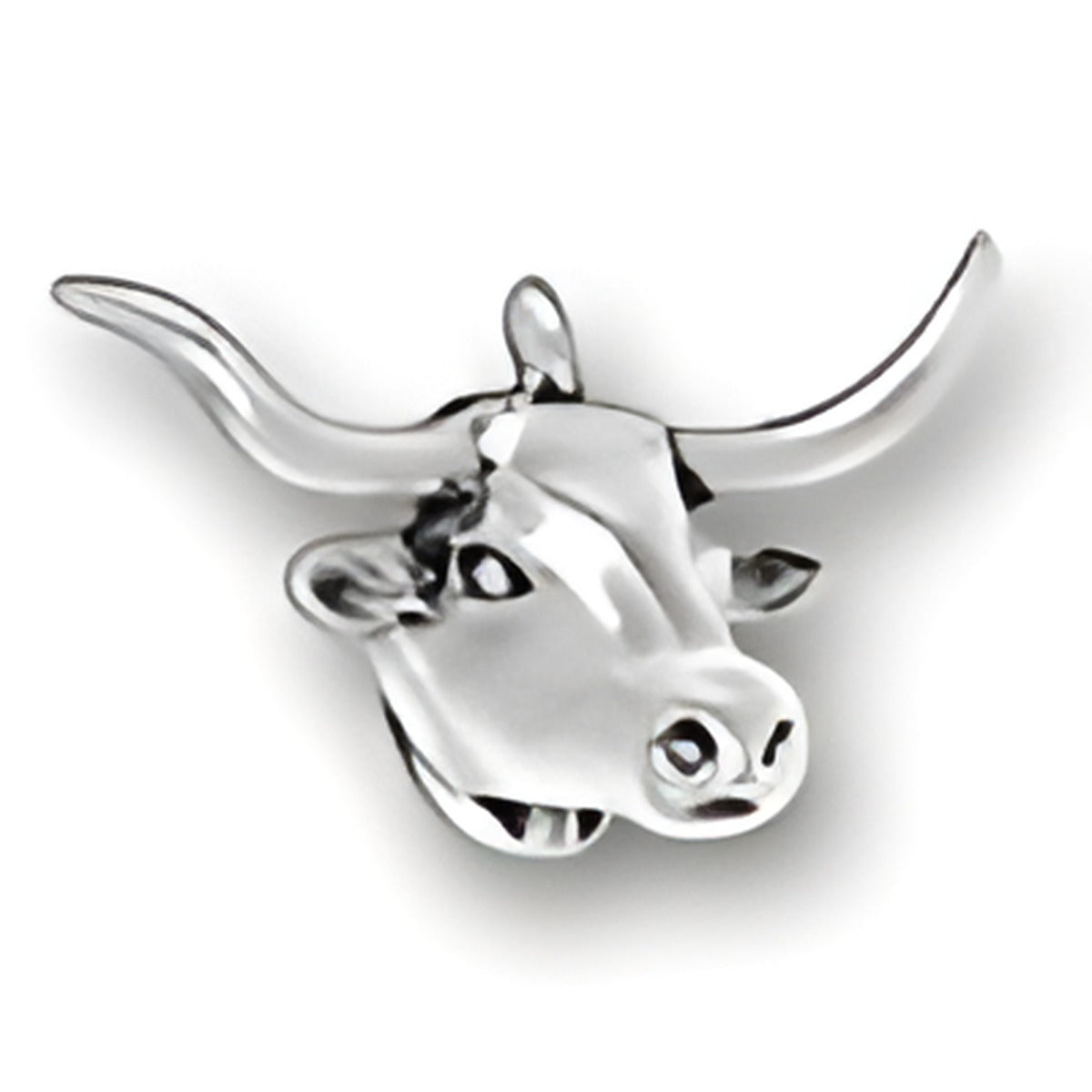 Charm Factory Longhorn Head Charm, crafted from shiny silver-tone metal, features detailed horns and facial features.