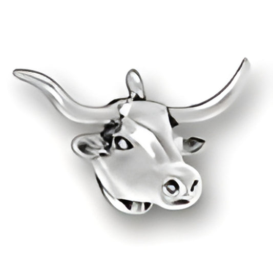 Charm Factory Longhorn Head Charm, crafted from shiny silver-tone metal, features detailed horns and facial features.