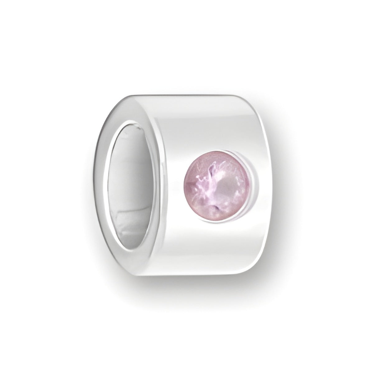 Luv Link Bead in sterling silver featuring a round October Tourmaline stone, showcasing a polished finish.