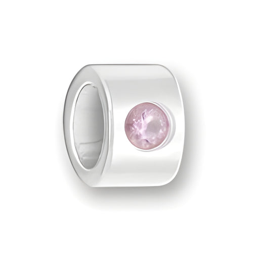 Luv Link Bead in sterling silver featuring a round October Tourmaline stone, showcasing a polished finish.