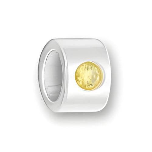 Luv Link Bead in sterling silver featuring a round November Citrine gemstone set in the center.