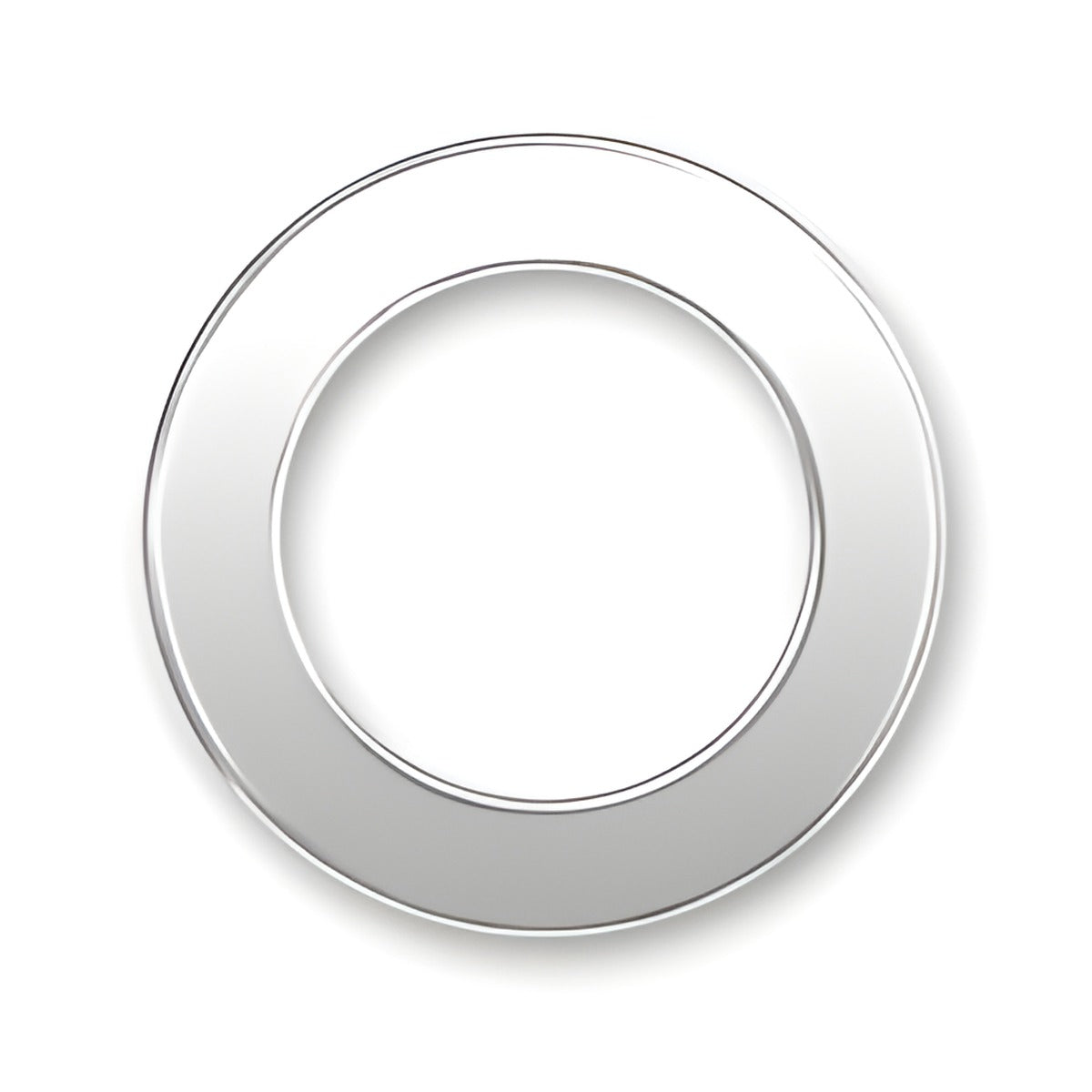 Charm Factory Message Ring made of polished silver, featuring a sleek, modern design with a circular shape.