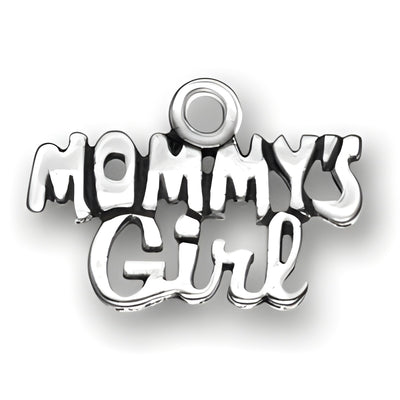 Sterling silver charm featuring the words 'Mommy's Girl' in a playful, stylized font.