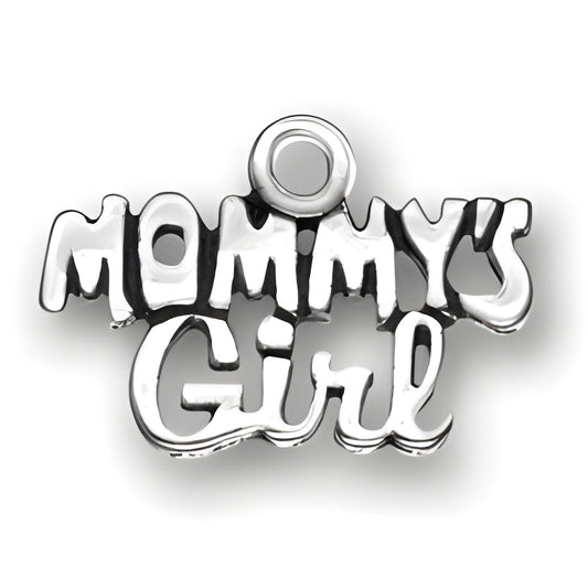 Sterling silver charm featuring the words 'Mommy's Girl' in a playful, stylized font.