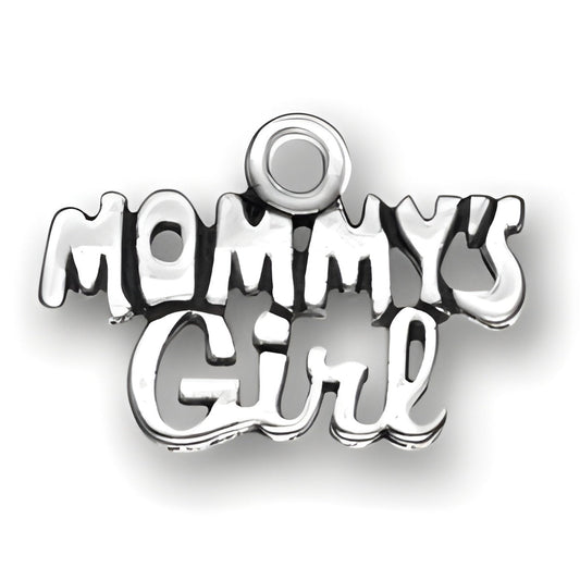 Sterling silver charm featuring the words 'Mommy's Girl' in a playful, stylized font.