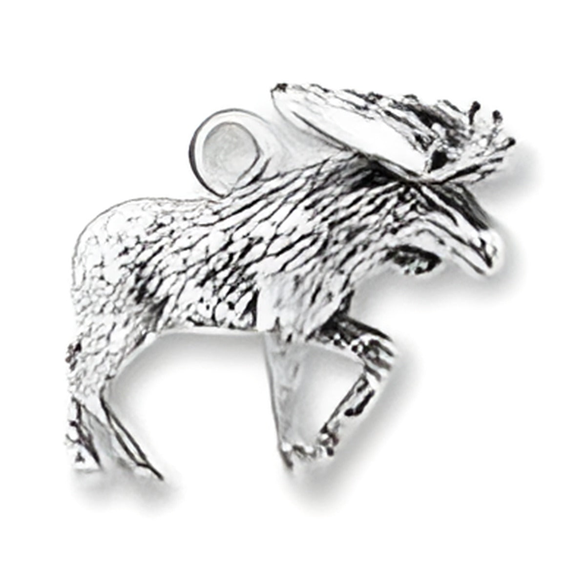 Charm Factory Moose Charm made of silver, featuring detailed design of a moose in a dynamic pose.