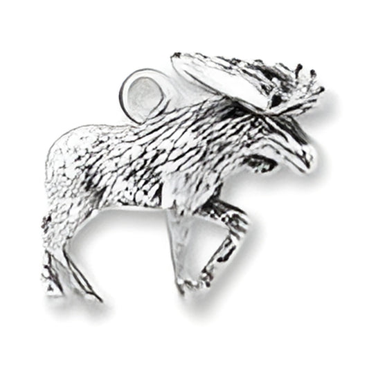 Charm Factory Moose Charm made of silver, featuring detailed design of a moose in a dynamic pose.