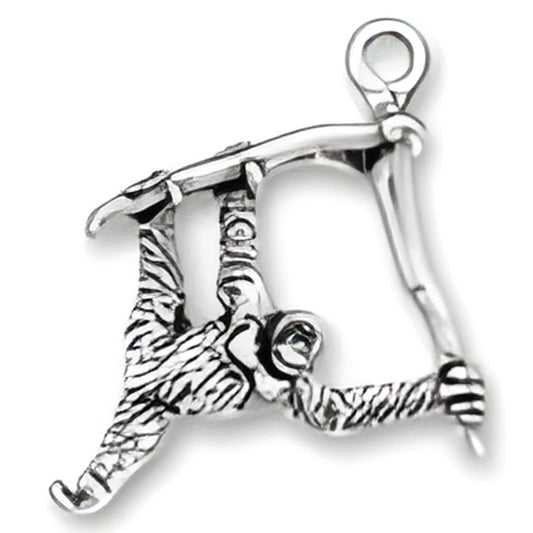 Charm Factory Orangutan Charm made of silver, depicting an orangutan hanging from a branch in intricate detail.