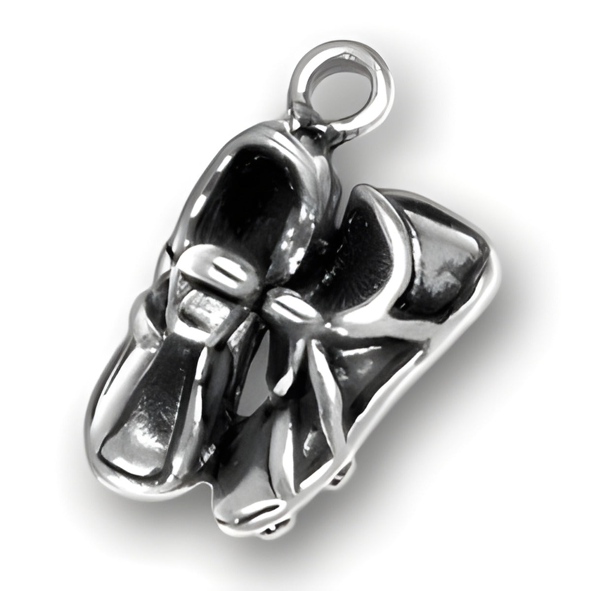 Charm Factory Pair of Track Shoes Charm, crafted from sterling silver, featuring detailed design and a loop for attachment.
