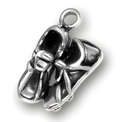 Charm Factory Pair of Track Shoes Charm, crafted from sterling silver, featuring detailed design and a loop for attachment.