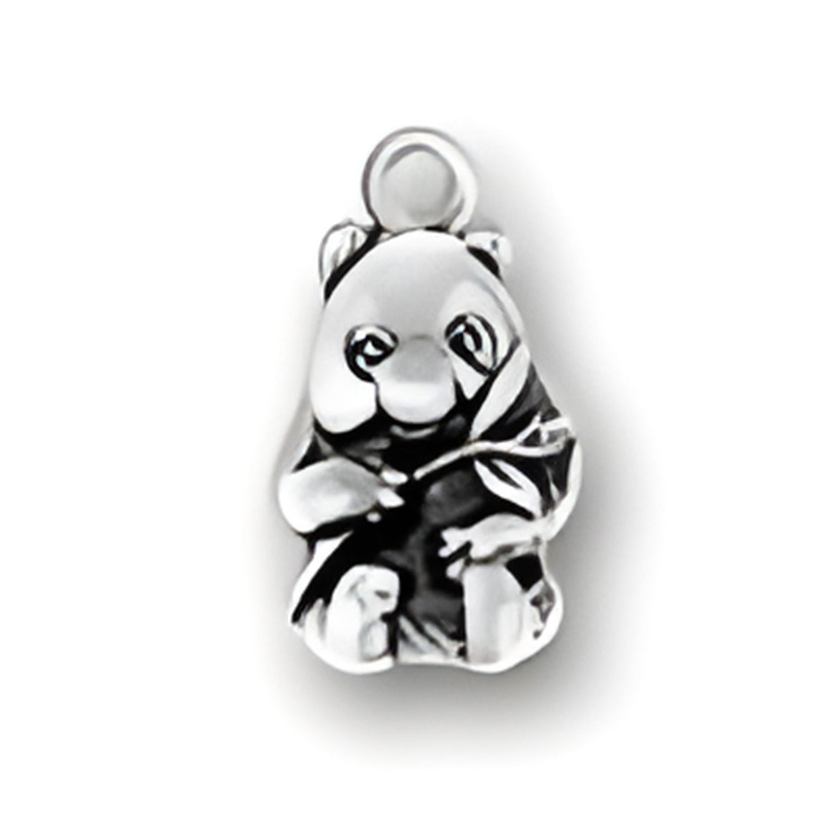 Charm Factory Panda Charm made of sterling silver, featuring a cute panda holding a bamboo shoot.