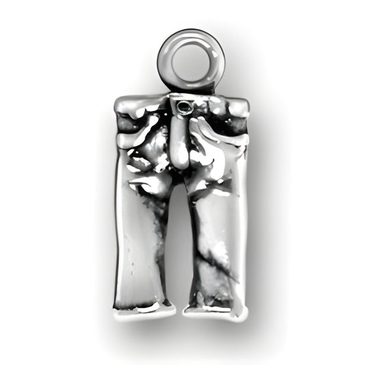 Charm Factory Pants Charm, made of silver, features detailed design of pants with a loop for attachment.
