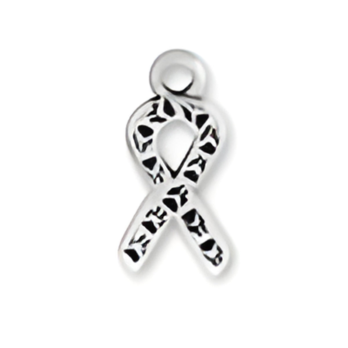 Charm Factory Paw Print Ribbon Charm, crafted from silver, features a ribbon design with paw print detailing.