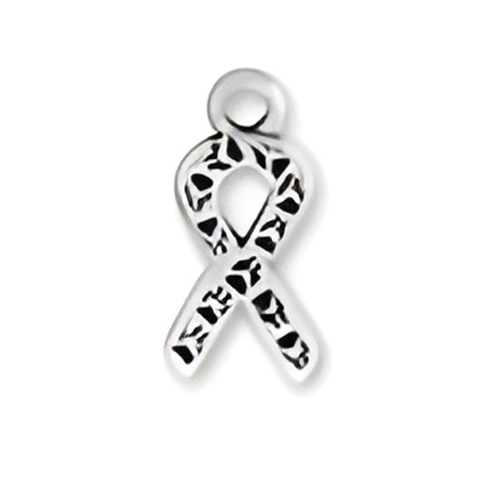 Charm Factory Paw Print Ribbon Charm, crafted from silver, features a ribbon design with paw print detailing.