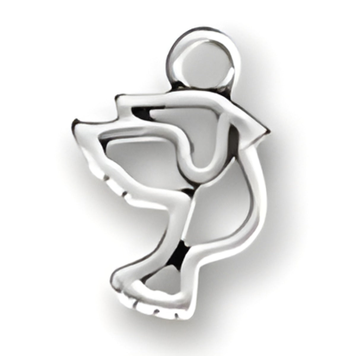 Peace Dove Cut Out Charm in sterling silver, featuring a stylized dove design with an open cut-out structure. Alt view.