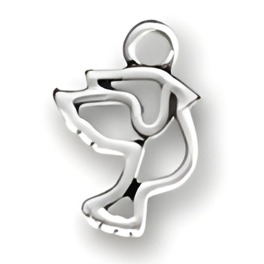Peace Dove Cut Out Charm in sterling silver, featuring a stylized dove design with an open cut-out structure. Alt view.